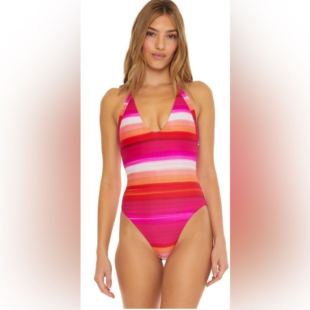 TRINA TURK Plunge One Piece Halter Swimsuit Size 8 ✨NWT✨